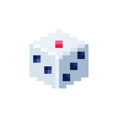 Game dice pixel art style icon. Isolated vector illustration. Design for logo, sticker, app. Game assets 8-bit sprite.