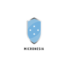 Flag of Micronesia with Shield shape icon flat vector illustration