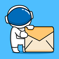 Cute astronaut with email cartoon design