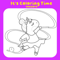 Coloring worksheet for children. Unicorn theme. Vector illustrations.