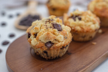 sweet home made chocolate muffins with streusel