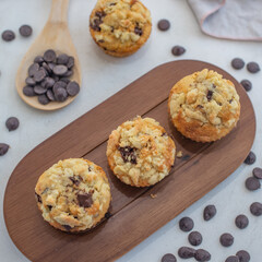 sweet home made chocolate muffins with streusel