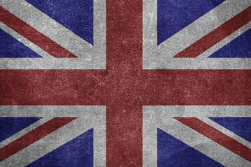 Old leather shabby background in colors of national flag. United Kingdom