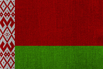 Patriotic classic denim background in colors of national flag. Belarus