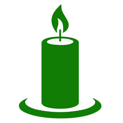 green candle with green leaves