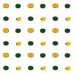 カボチャのシームレスパターン　夏野菜のシンプルな和風イラスト素材