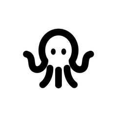 Simple octopus icon, Vector outline icon on white background.