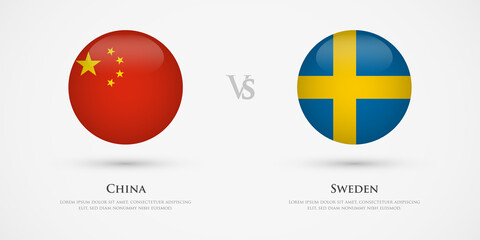 China vs Sweden country flags template. The concept for game, competition, relations, friendship, cooperation, versus.