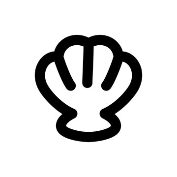 recommend clip art: Simple shell icon, Vector outline icon on white background.