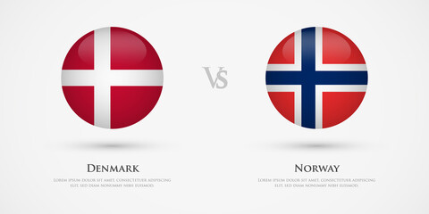 Denmark vs Norway country flags template. The concept for game, competition, relations, friendship, cooperation, versus. - obrazy, fototapety, plakaty