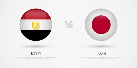Egypt vs Japan country flags template. The concept for game, competition, relations, friendship, cooperation, versus.