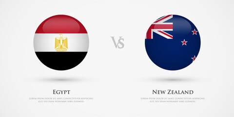 Egypt vs New Zealand country flags template. The concept for game, competition, relations, friendship, cooperation, versus.