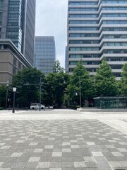 Street of Tokyo station area Marunouchi district, the office and business buildings and the...
