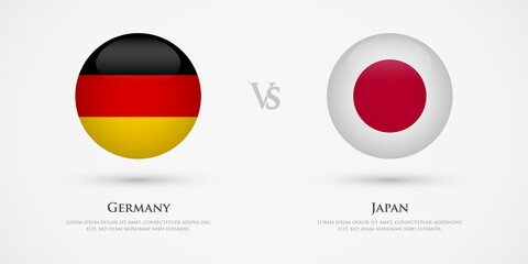 Germany vs Japan country flags template. The concept for game, competition, relations, friendship, cooperation, versus.