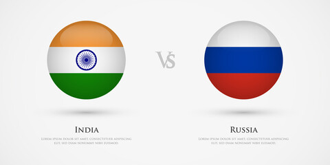 India vs Russia country flags template. The concept for game, competition, relations, friendship, cooperation, versus.