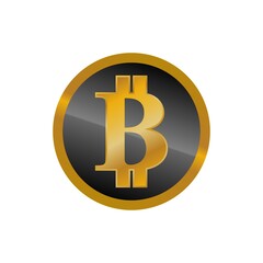 Bitcoin isolated on white background. Cryptocurrency  icon of golden bitcoin physical gold coin. Symbol of the crypto currency