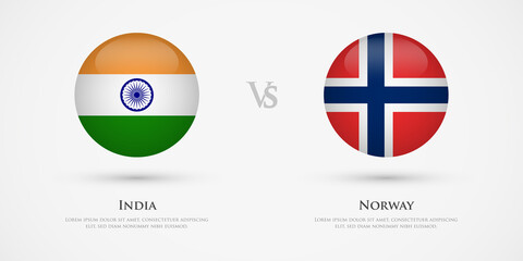 India vs Norway country flags template. The concept for game, competition, relations, friendship, cooperation, versus.