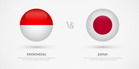 Indonesia vs Japan country flags template. The concept for game, competition, relations, friendship, cooperation, versus.