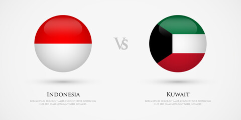 Indonesia vs Kuwait country flags template. The concept for game, competition, relations, friendship, cooperation, versus.