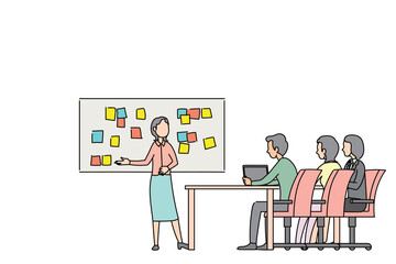 Business idea presentation concept flat design illustration