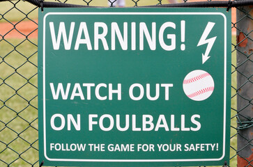 baseball warning watch out sign