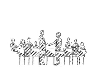 Handshake between two business parties. Concept of business deal meeting vector illustration design.