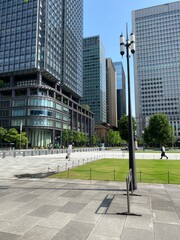 Tokyo station Marunouchi new modern look of the city with its architecture and street lights.  Year 2022 June 19th