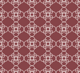 Japanese Circle Line Flower Vector Seamless Pattern