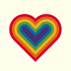 Heart vector poster template in pride rainbow colors.