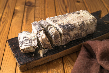 Traditional oriental dessert sweet halva. Halva made from sunflower seeds.