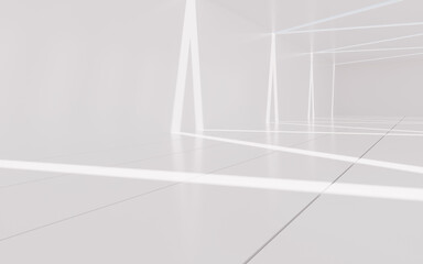 White empty room with light and shadow, 3d rendering.