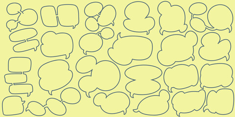 Twenty four Hand drawing doodle speech bubble set. Hand Drawn Comics Style Speech Bubbles.
