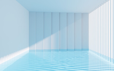 White room with swimming pool, 3d rendering.