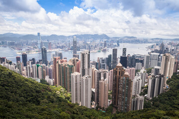Fototapeta na wymiar Hong Kong skyline, aerial city view taken from Victoria Peak