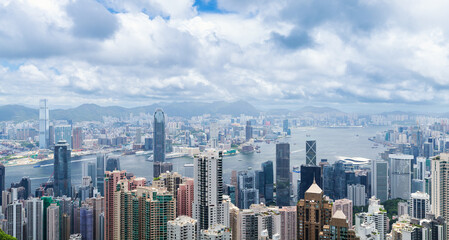 Fototapeta na wymiar Hong Kong city central district, aerial panoramic view