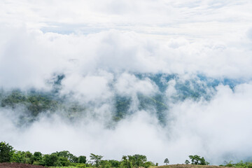 Landscape misty,Fantastic dreamy sunrise on the mountains, Mountain with mist cloud at Khao Kho Phetchabun Thailand