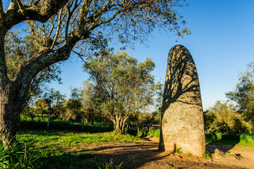 Menhir Dos Almendres,neolitico antiguo, Nossa Senhora de Guadalupe,Valverde, Evora,Alentejo,Portugal, europa © Tolo