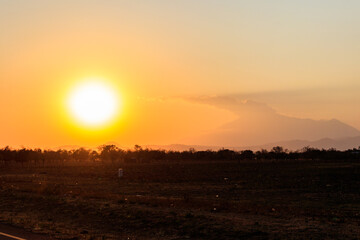 Beautiful african sunset over savannah in Tanzania