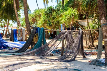 Wall murals Nungwi Beach, Tanzania Fishing nets drying on the beach in Nungwi, Zanzibar, Tanzania
