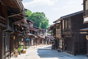 Fototapeta na wymiar 朝の奈良井宿
