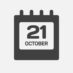 Icon page calendar day 21 October, template date