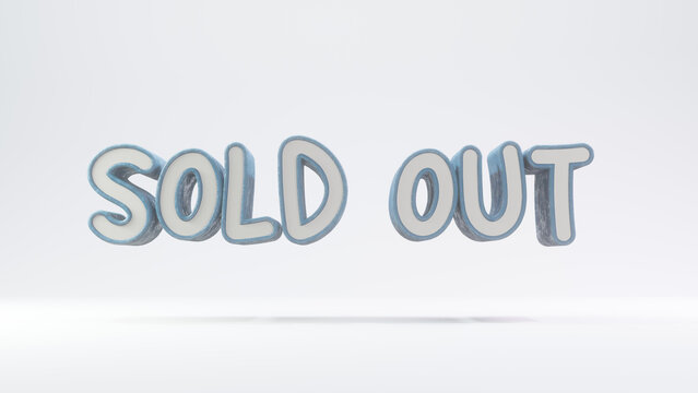 sold out text white bold 3d illustration rendering in white background