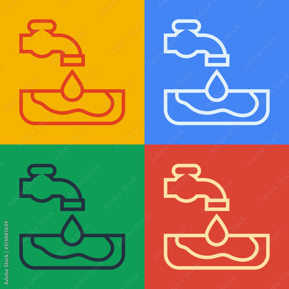 Aufkleber pop art line water problem icon isolated on color background. poor countries environmental public he