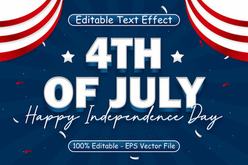 4th Of July Happy Independence Day Editable Text Effect 3 Dimension Emboss Modern Style
