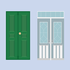 Architectural Details. Building Facade Elements. Set doors. Set of front doors for houses and buildings.