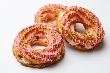 Choux pastry rings cream stuffed