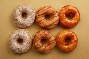 Tasty fresh doughnuts in studio 