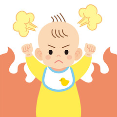 怒る赤ちゃん　輪郭線なし