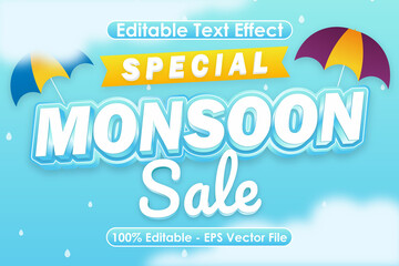 Special Monsoon Sale Editable Text Effect 3 Dimension Emboss Modern Style