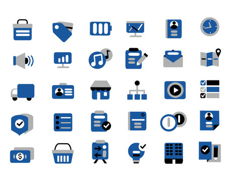 Vector dark blue icon set for application,  website and business